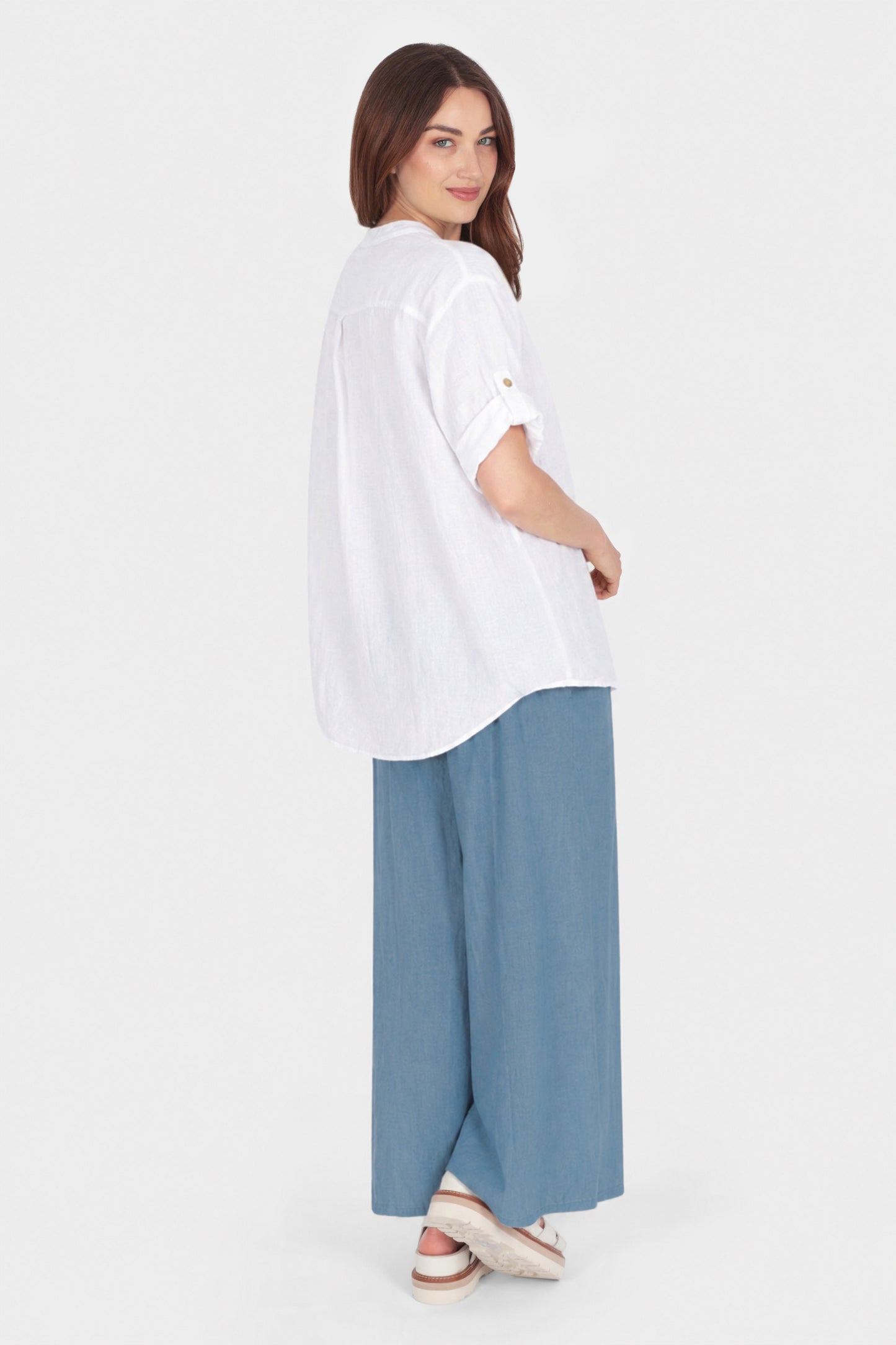 Cotton Henley Neck Blouse