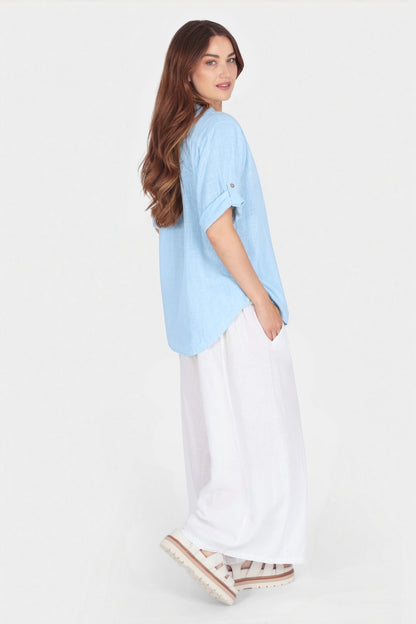 Cotton Henley Neck Blouse
