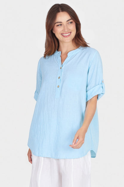 Cotton Henley Neck Blouse