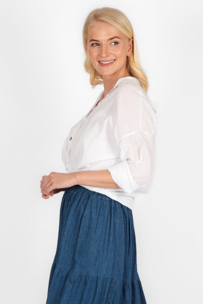 Fine Cotton Tie Front Blouse