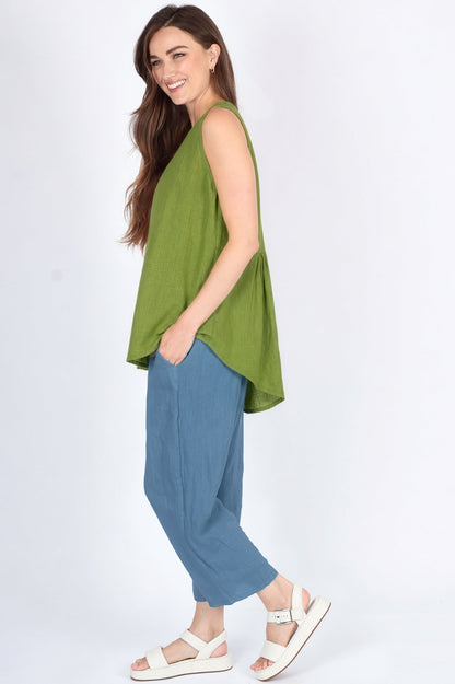 Linen Button Back Vest Top