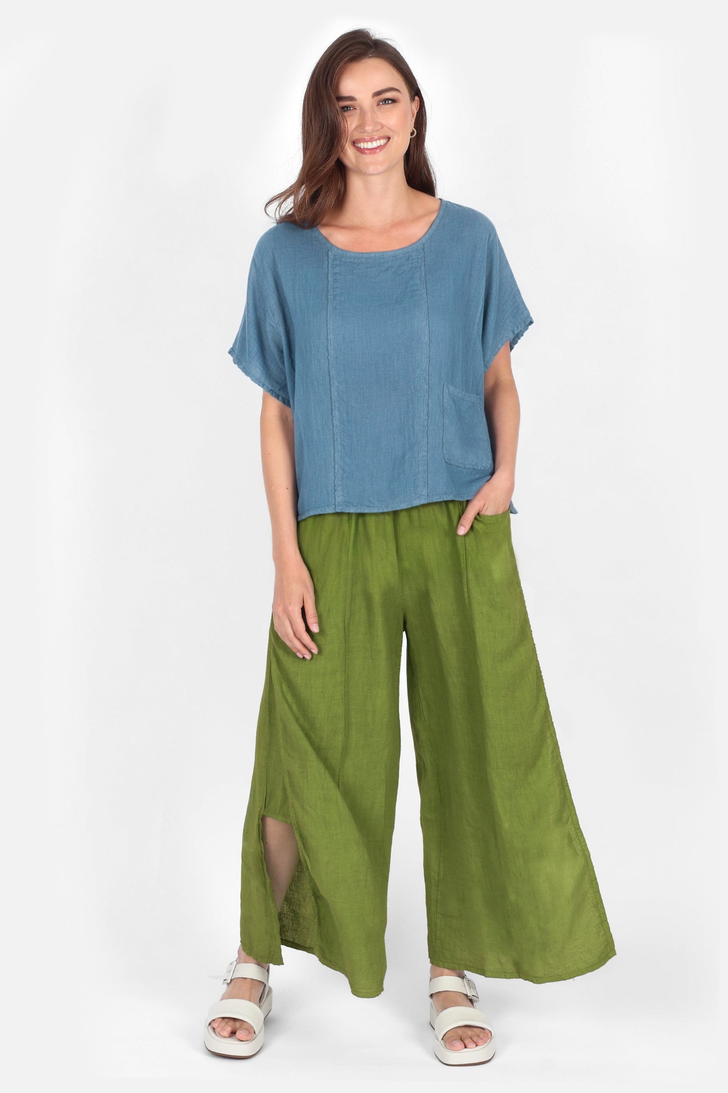 Gene Split Linen Trousers