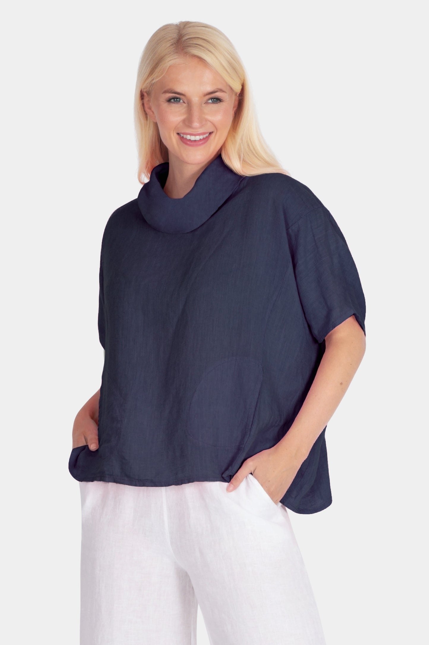 Marina Cowl Neck Linen Top