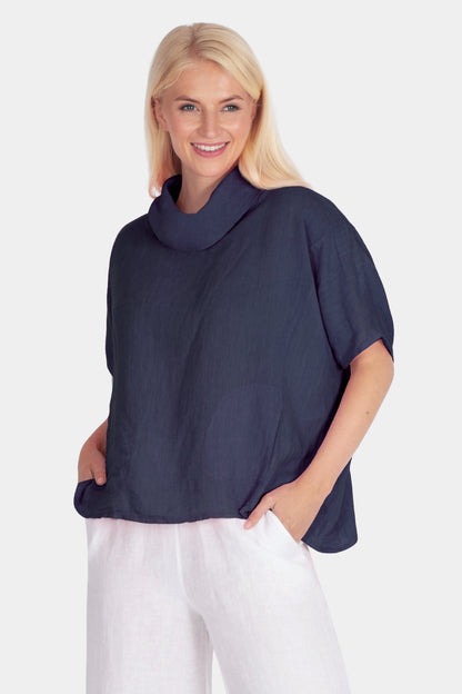 Marina Cowl Neck Linen Top