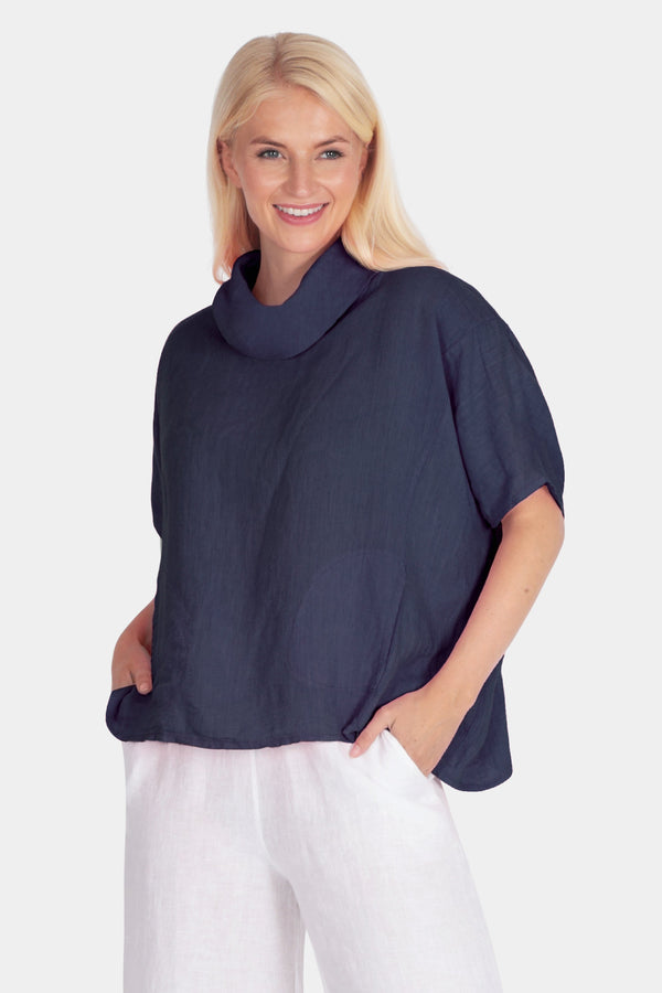 Cowl Neck Linen Top