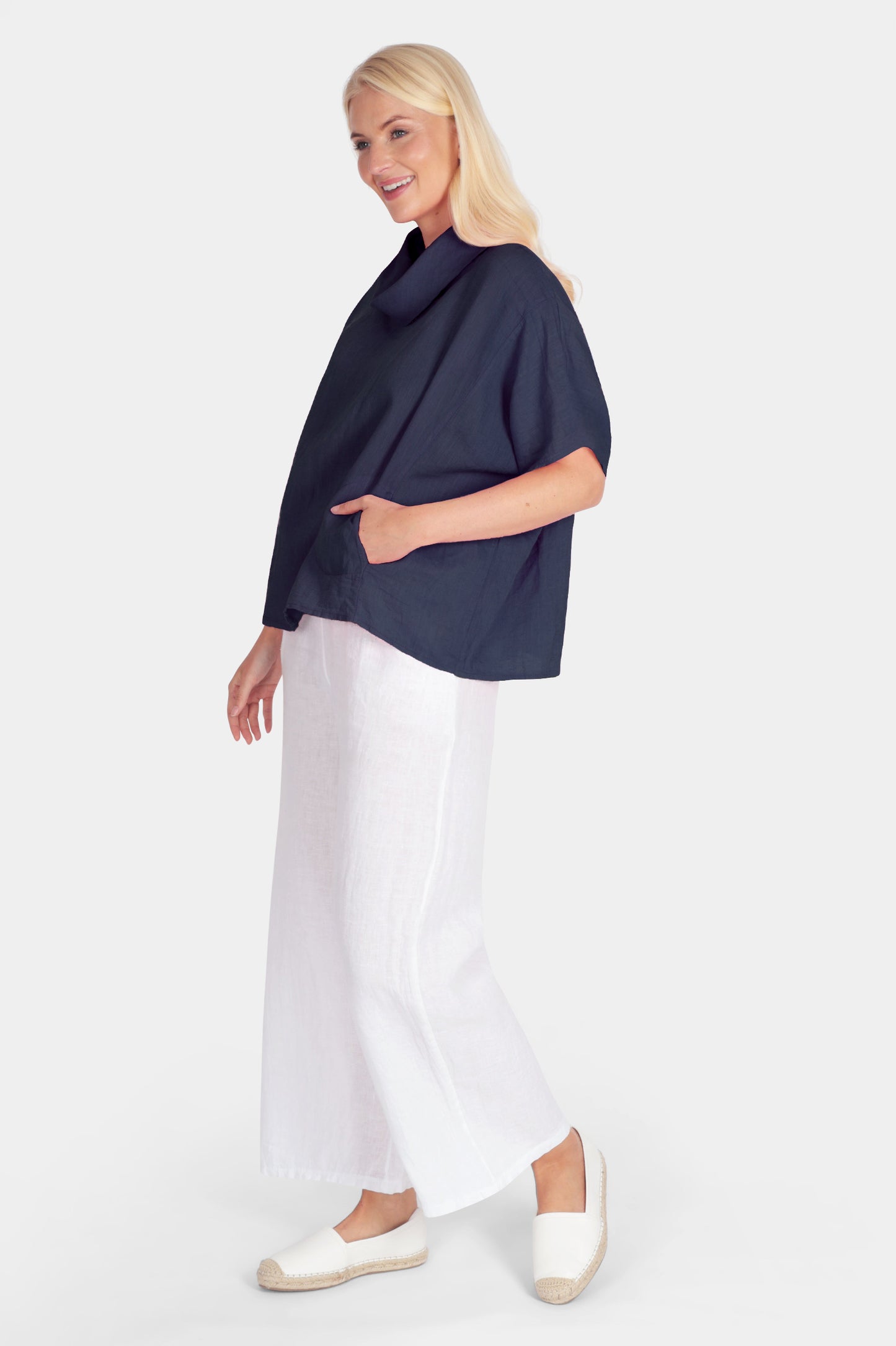 Marina Cowl Neck Linen Top
