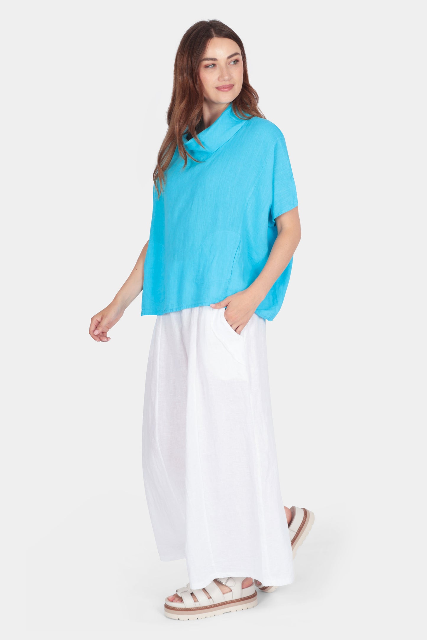 Marina Cowl Neck Linen Top