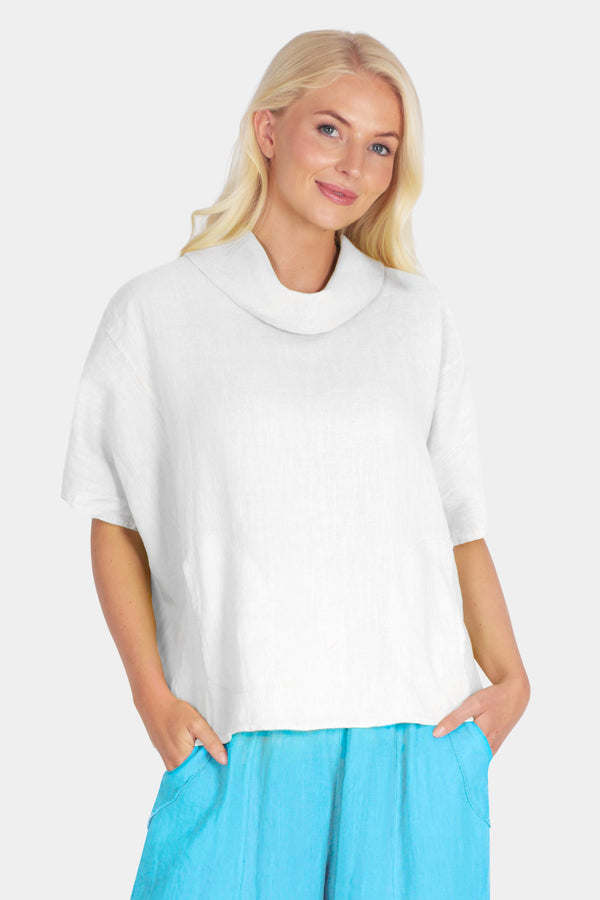 Cowl Neck Linen Top