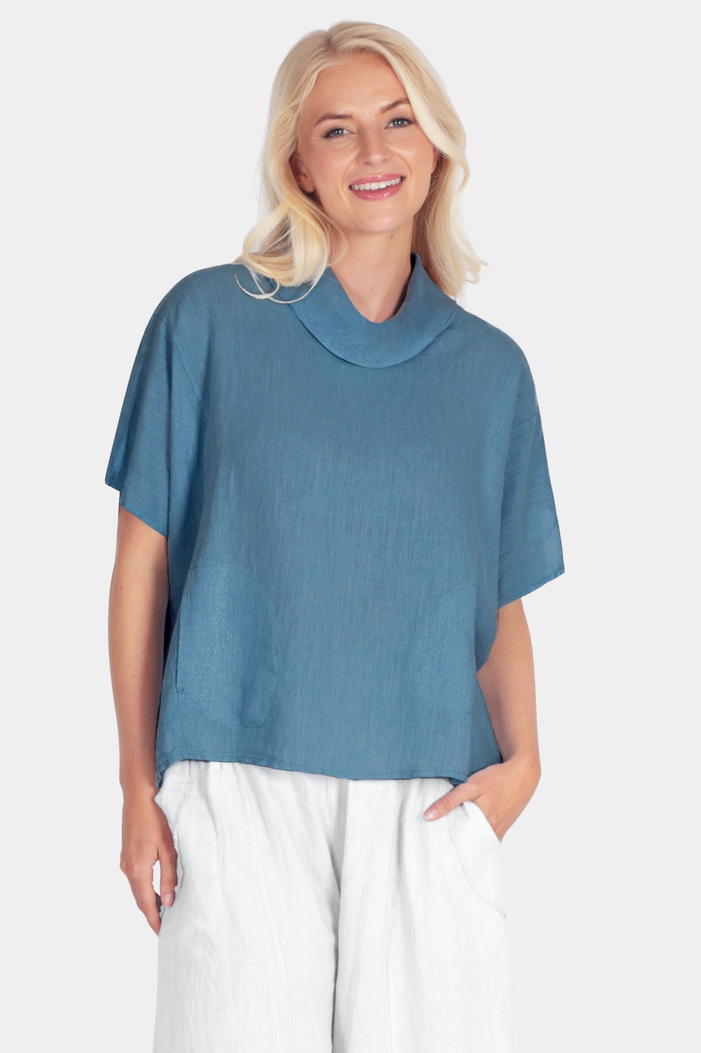 Marina Cowl Neck Linen Top