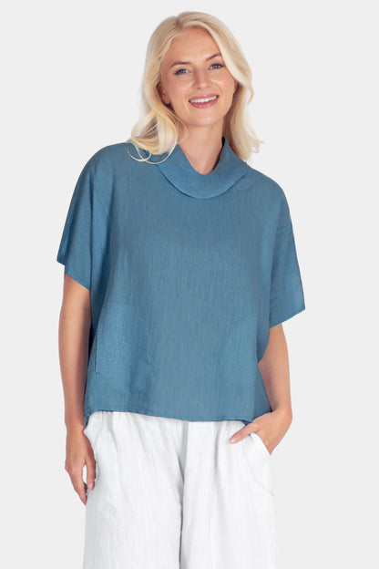 Marina Cowl Neck Linen Top