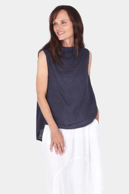 Soft Cowl Sleeveless Linen Top