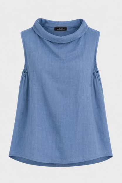 Soft Cowl Sleeveless Linen Top