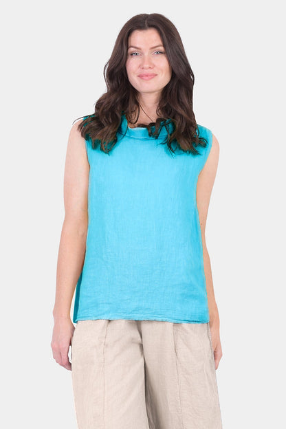 Soft Cowl Sleeveless Linen Top