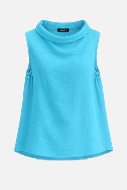 Soft Cowl Sleeveless Linen Top