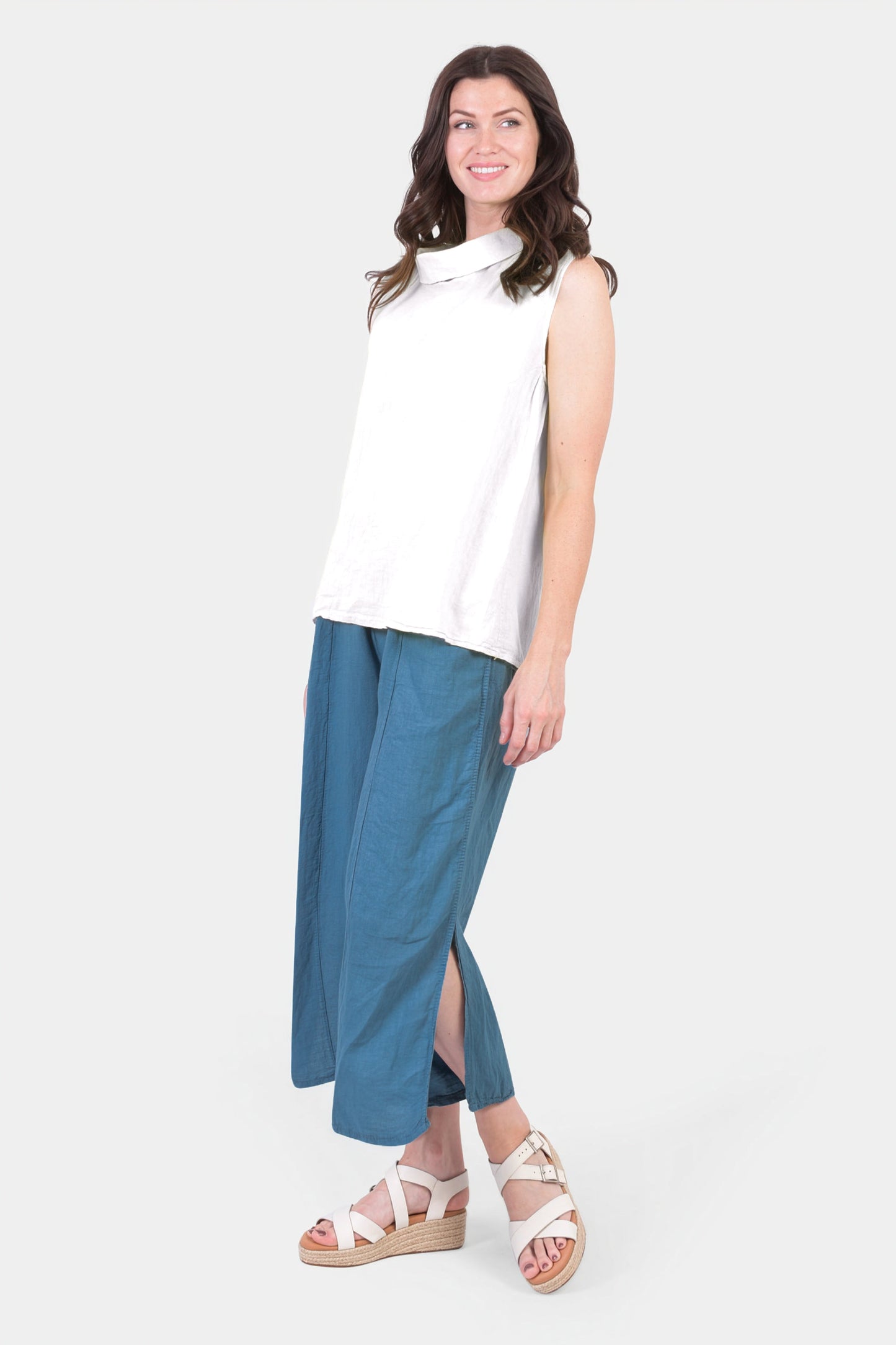 Soft Cowl Sleeveless Linen Top