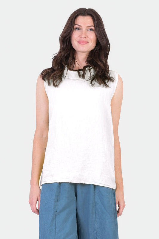 Soft Cowl Sleeveless Linen Top