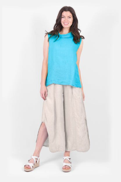 Soft Cowl Sleeveless Linen Top