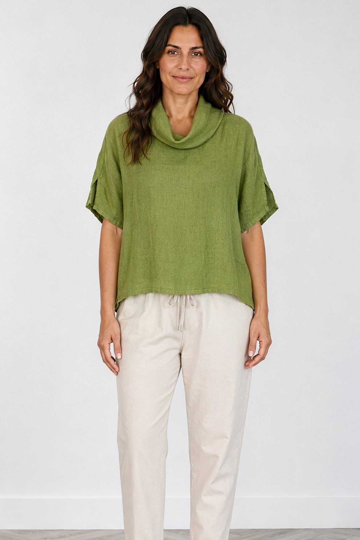 Cowl Neck Linen Top