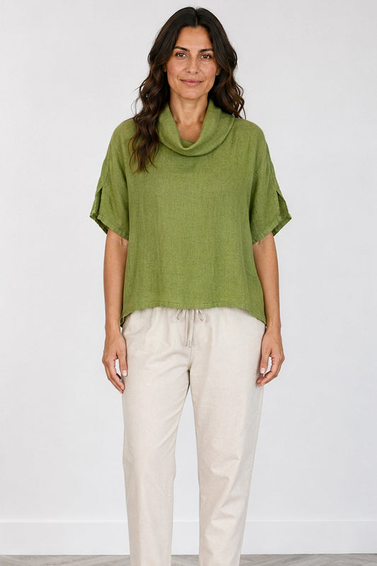 Cowl Neck Linen Top