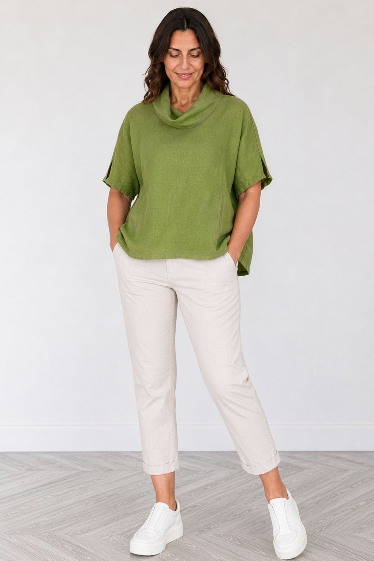 Cowl Neck Linen Top