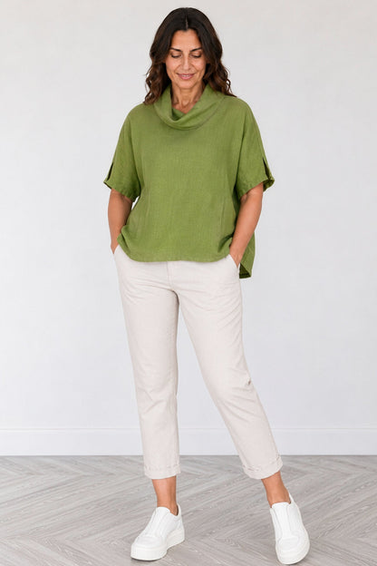 Cowl Neck Linen Top
