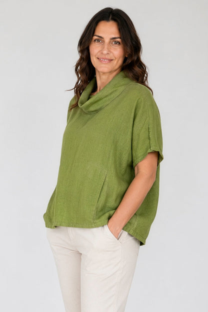 Cowl Neck Linen Top