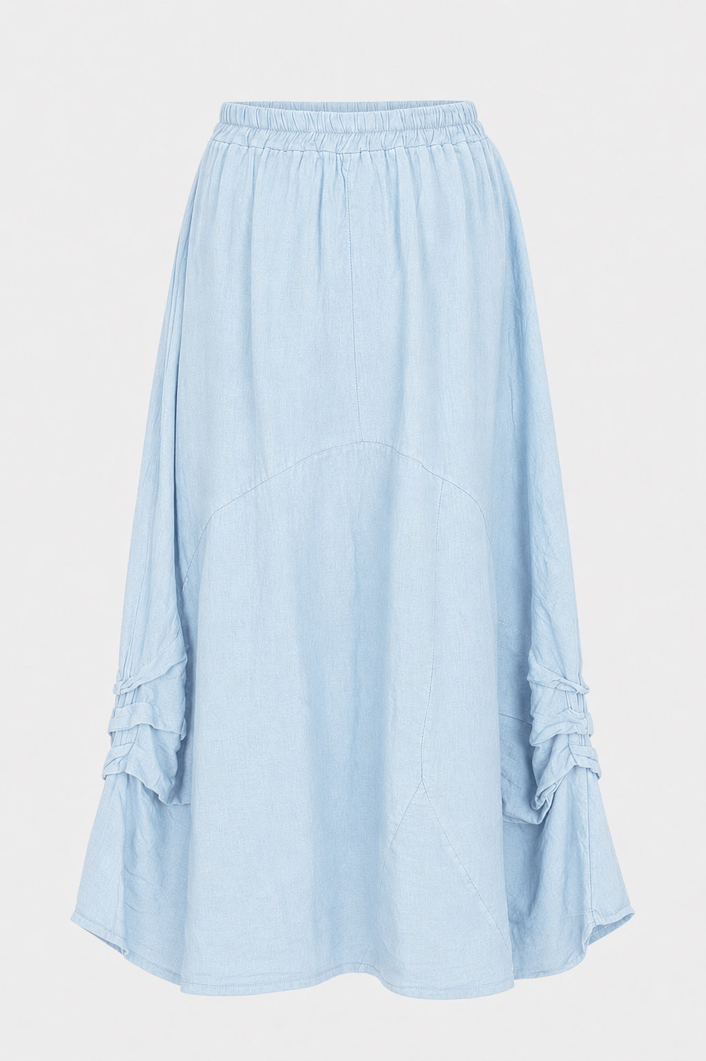 Gathered Detail Linen Maxi Skirt