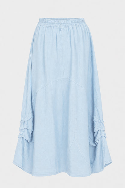 Gathered Detail Linen Maxi Skirt