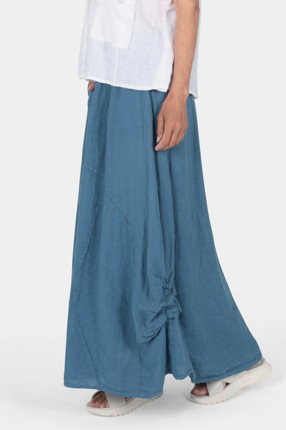 Gathered Detail Linen Maxi Skirt