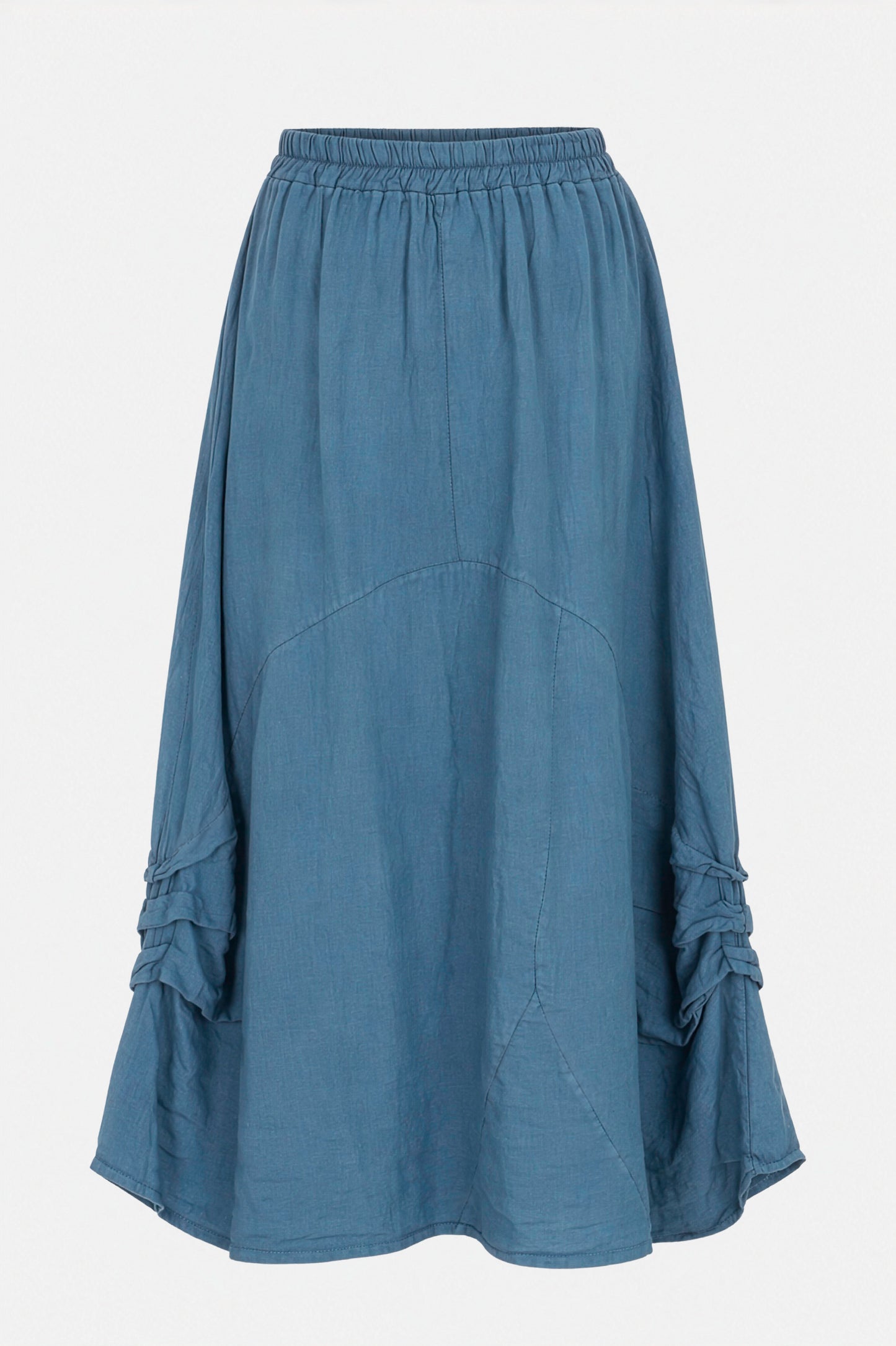 Gathered Detail Linen Maxi Skirt