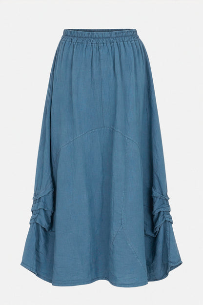 Gathered Detail Linen Maxi Skirt