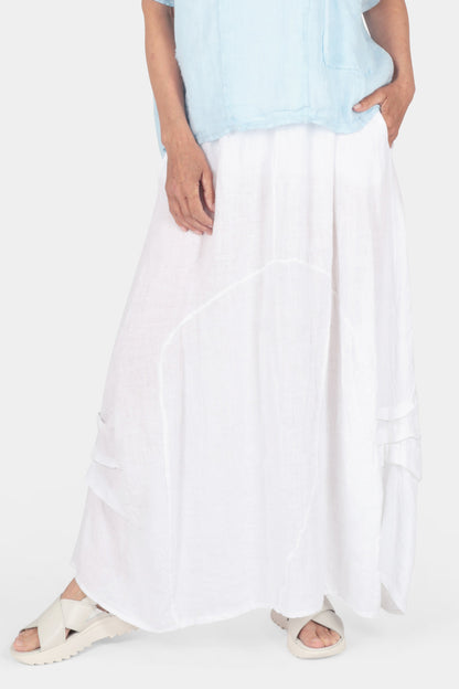 Gathered Detail Linen Maxi Skirt