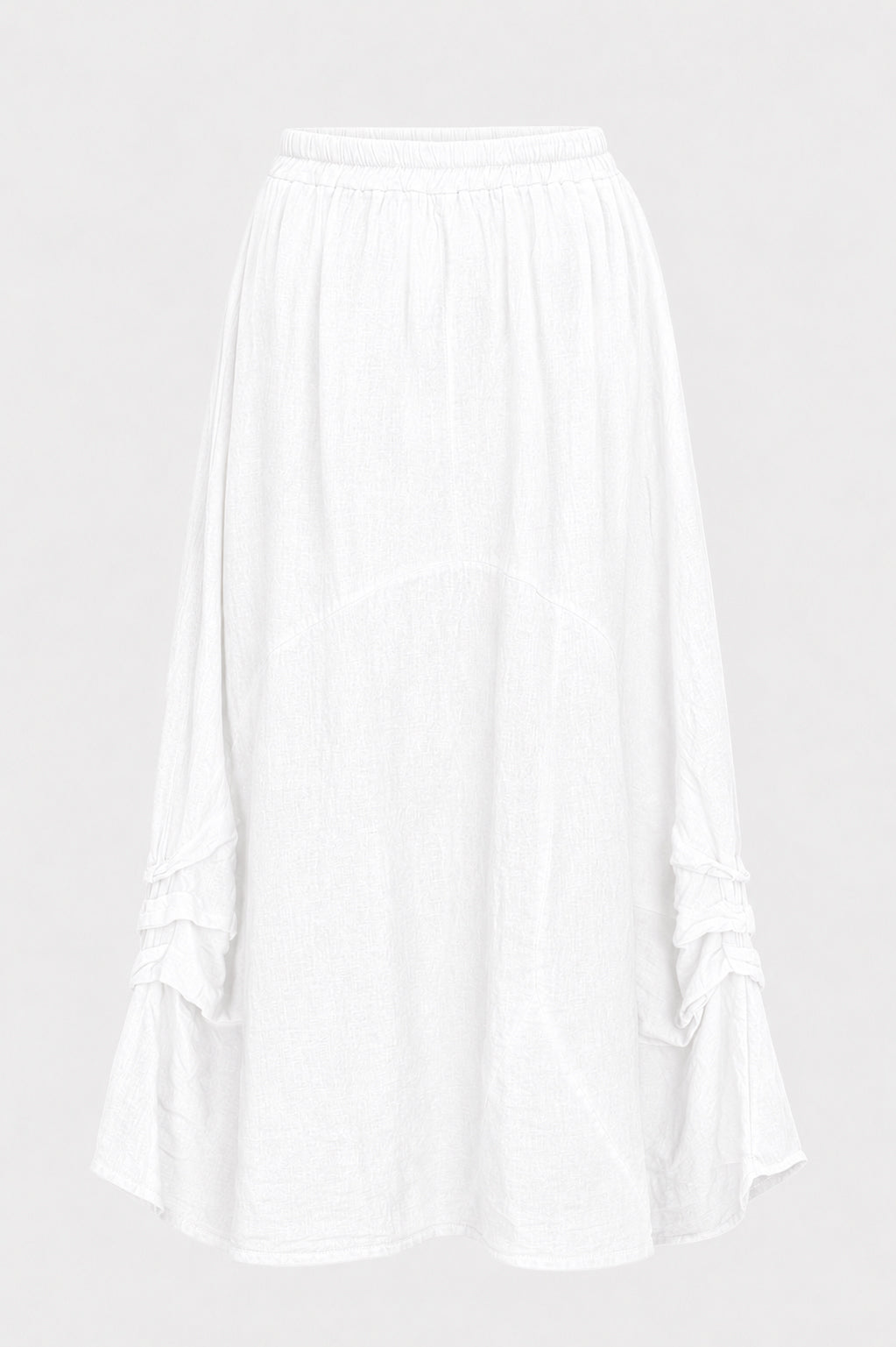 Gathered Detail Linen Maxi Skirt