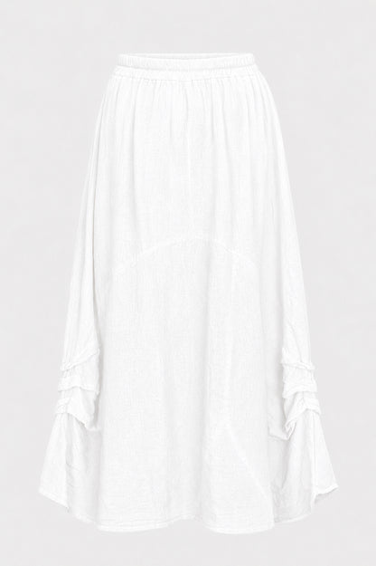 Gathered Detail Linen Maxi Skirt