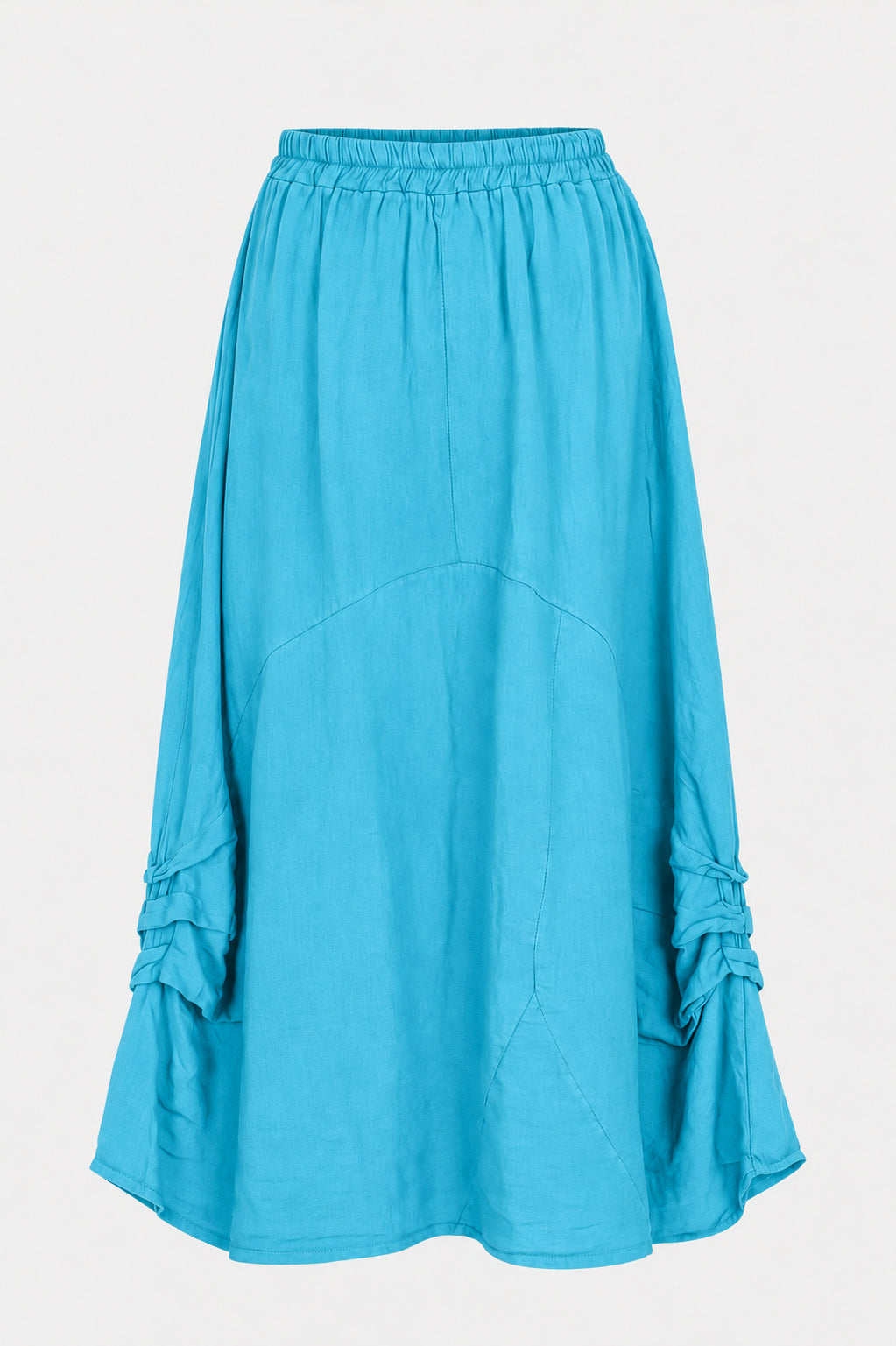 Gathered Detail Linen Maxi Skirt