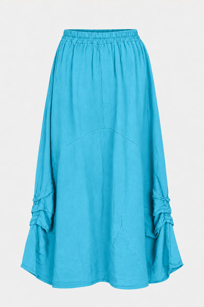 Gathered Detail Linen Maxi Skirt