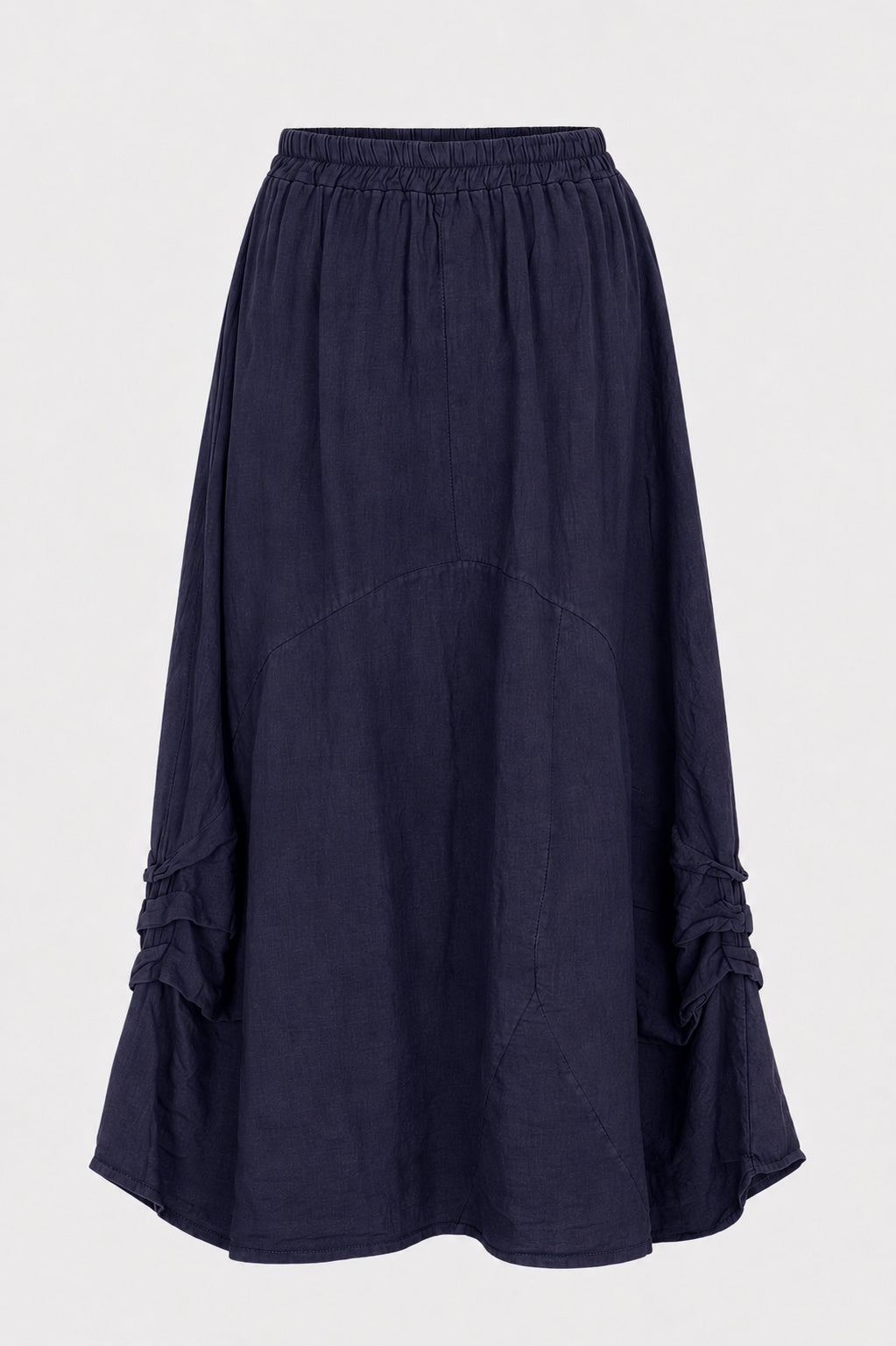 Gathered Detail Linen Maxi Skirt