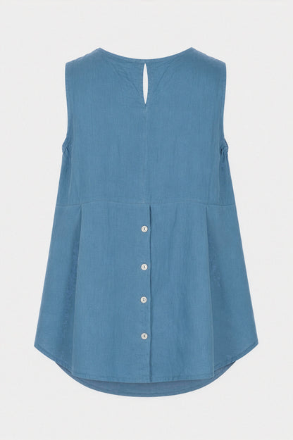 Linen Button Back Vest Top