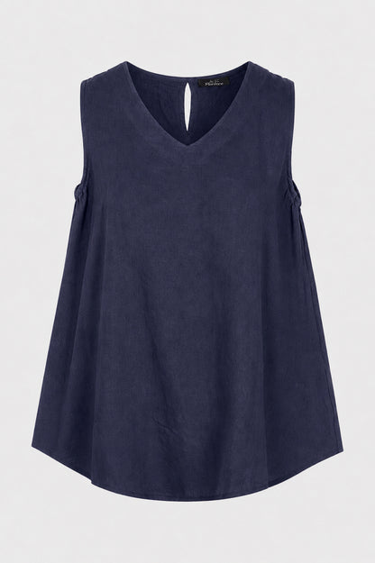 Linen Button Back Vest Top