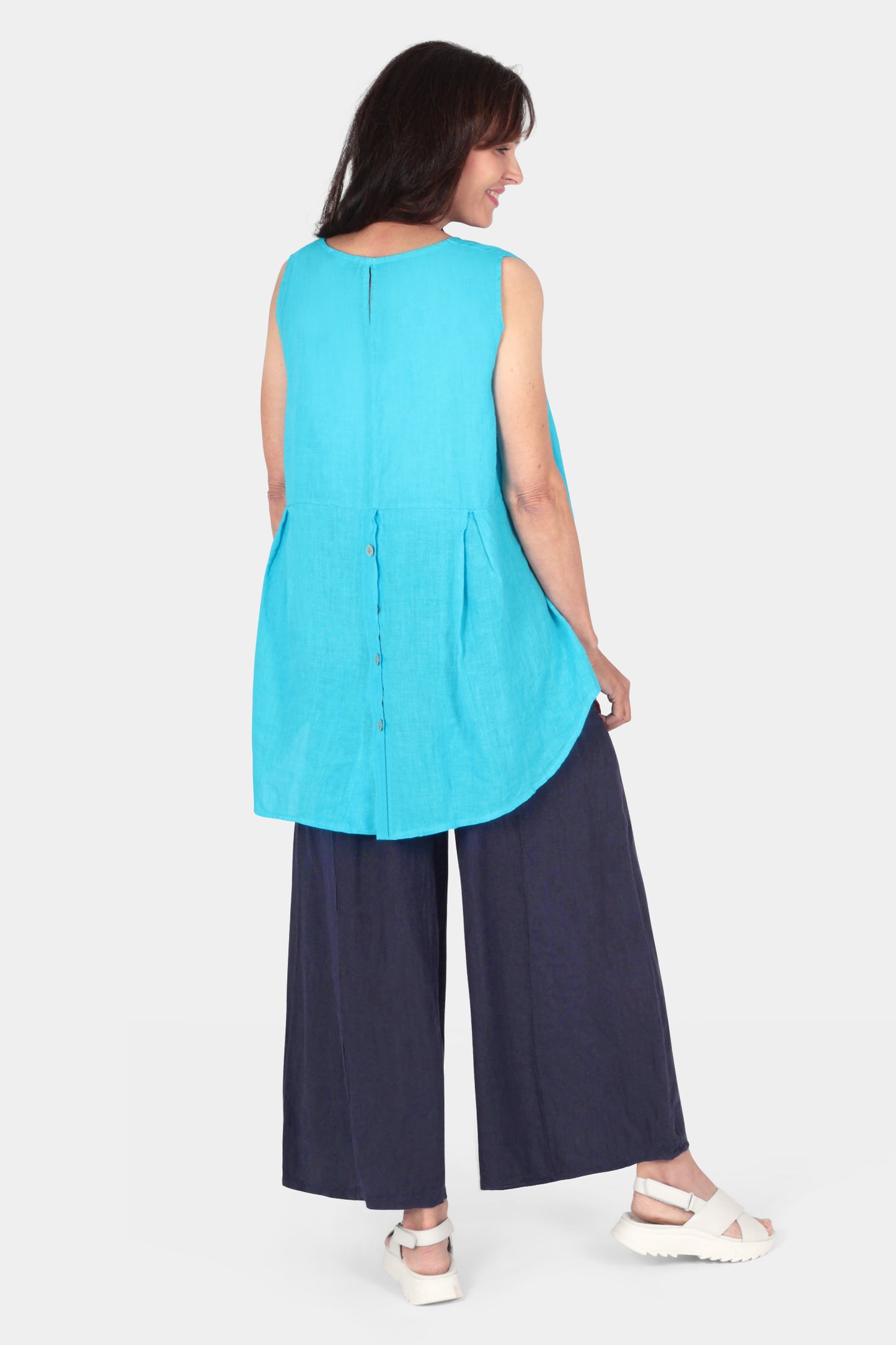 Linen Button Back Vest Top