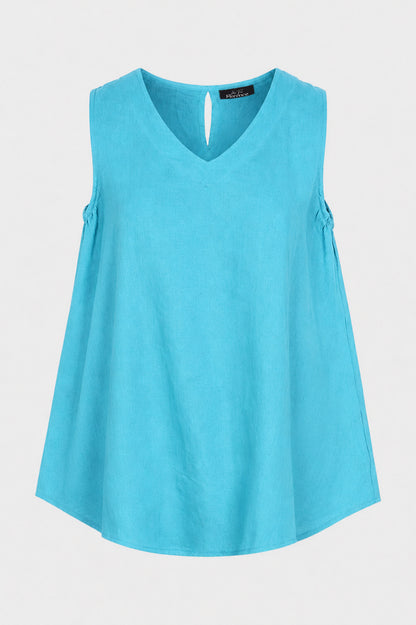 Linen Button Back Vest Top