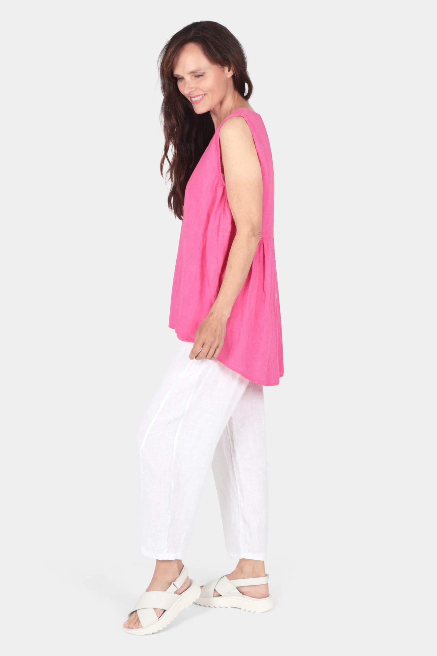 Linen Button Back Vest Top