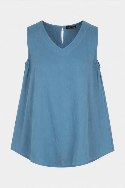 Linen Button Back Vest Top