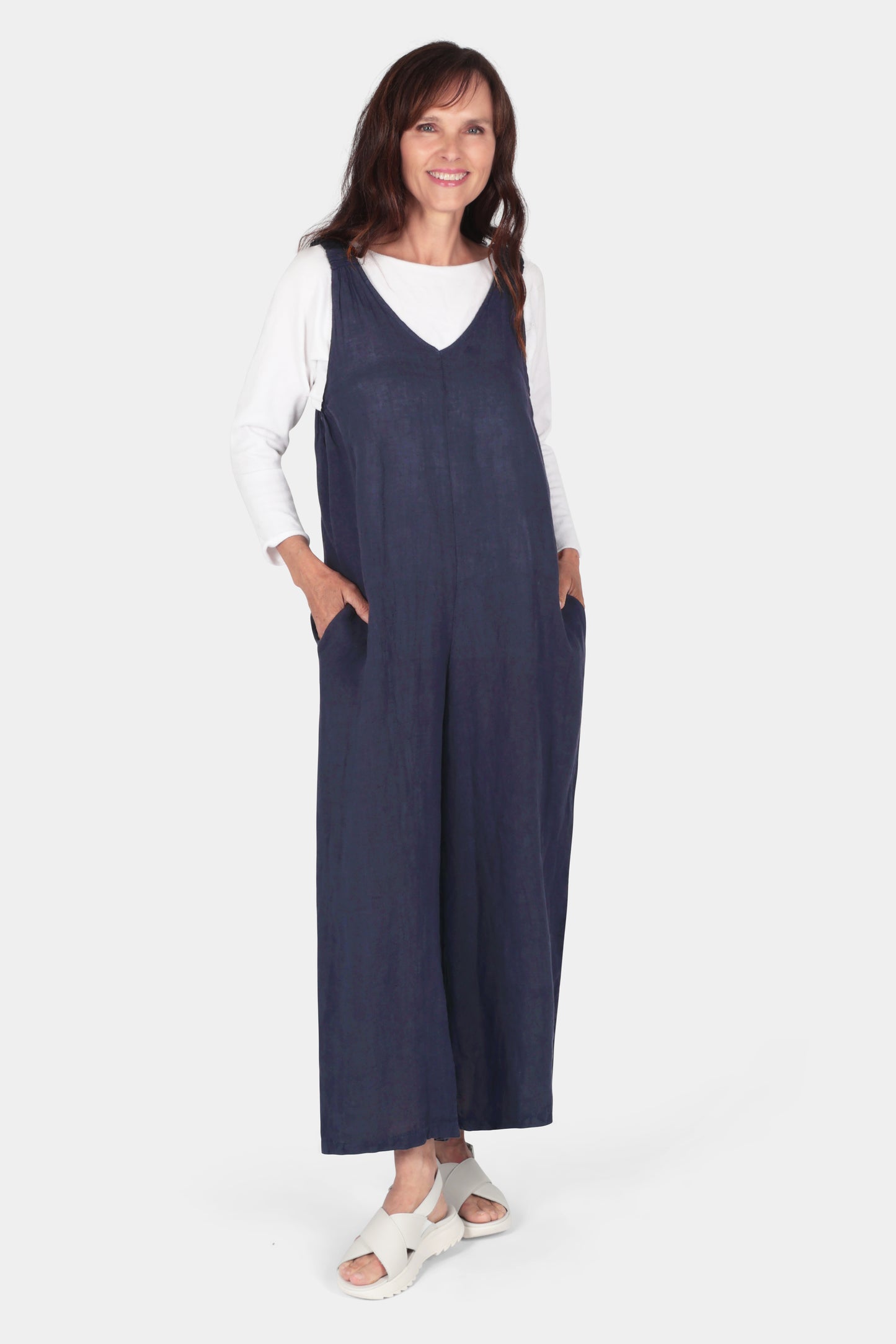 V Neck Linen Jumpsuit