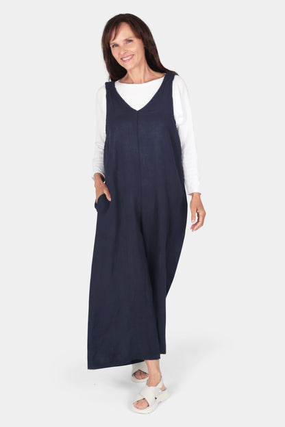 V Neck Linen Jumpsuit
