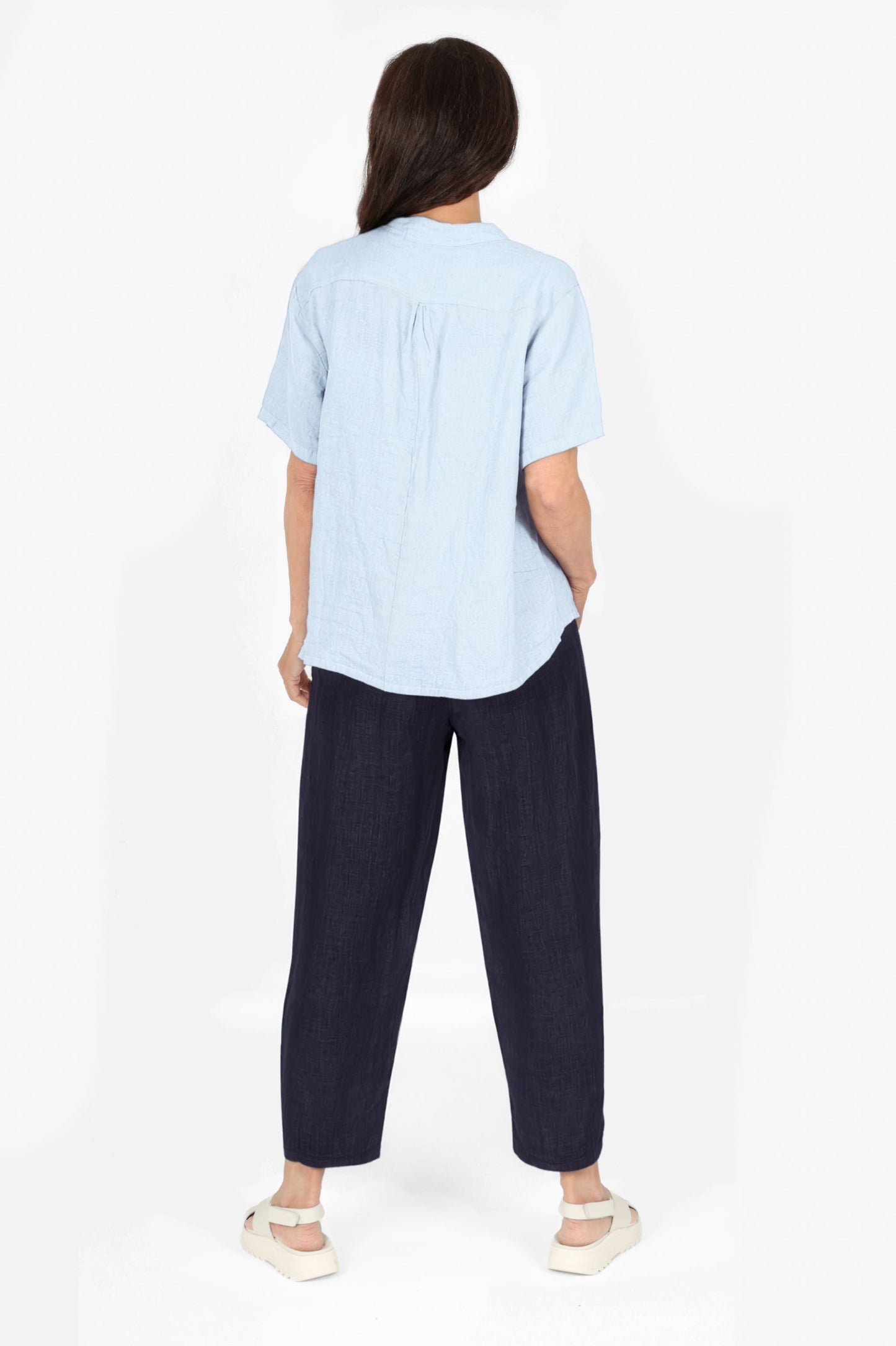 Band Collar Linen Shirt