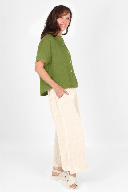 Band Collar Linen Shirt