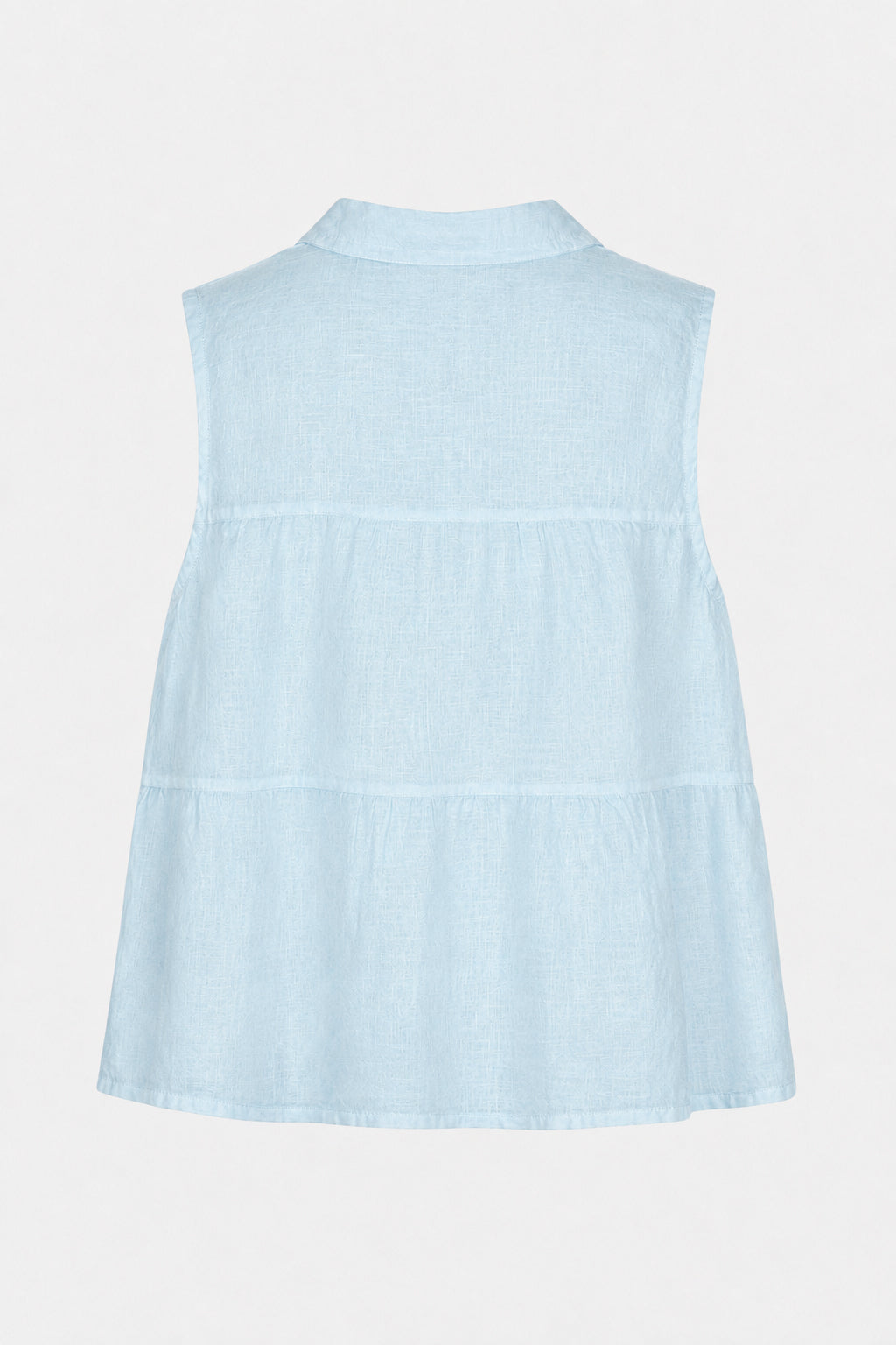 Tiered Sleeveless Linen Shirt