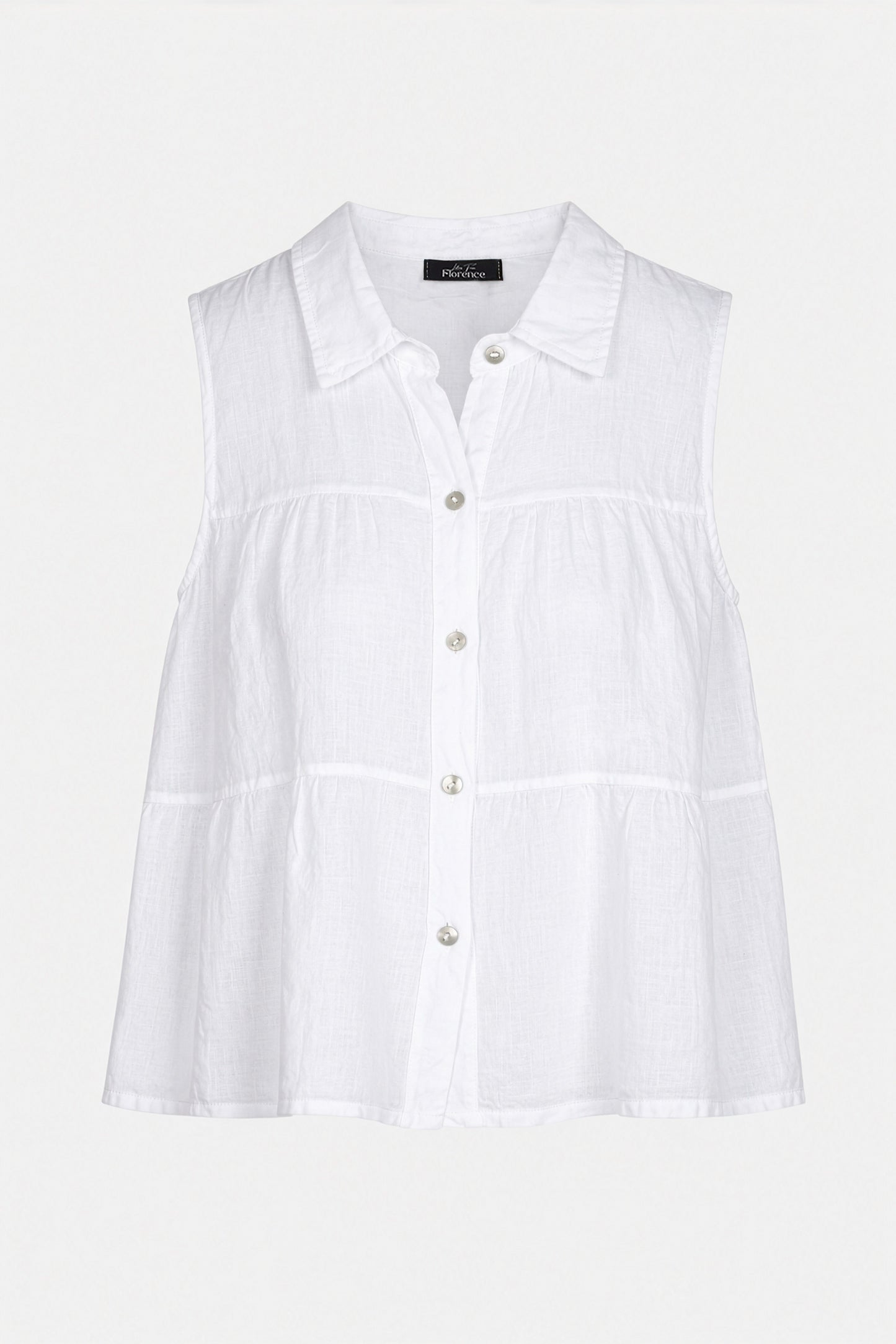 Tiered Sleeveless Linen Shirt