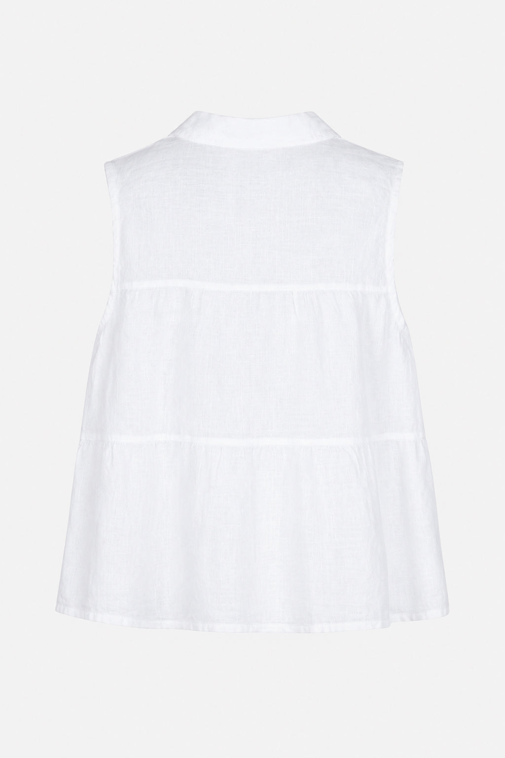 Tiered Sleeveless Linen Shirt
